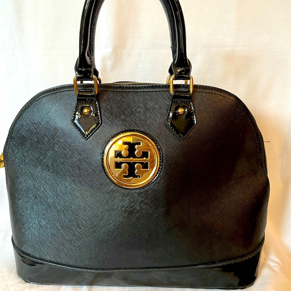 TBL Large Black Leather Tote Bag.